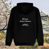 Back view of Mindful Earth Blossom Hoodie in Black with “Let Your Dreams Blossom” design – Eco-Friendly Organic Cotton Unisex Hoodie Made in the UK