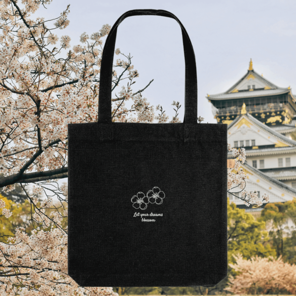 Black Blossom “Let Your Dreams Blossom” tote bag