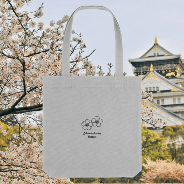 Heather Grey Blossom “Let Your Dreams Blossom” tote bag