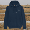 Mindful Earth Capybara Front Hoodie in French Navy – Spread Peace and Kindness Design – Sustainable Organic Cotton Unisex Hoodie Made in the UK
