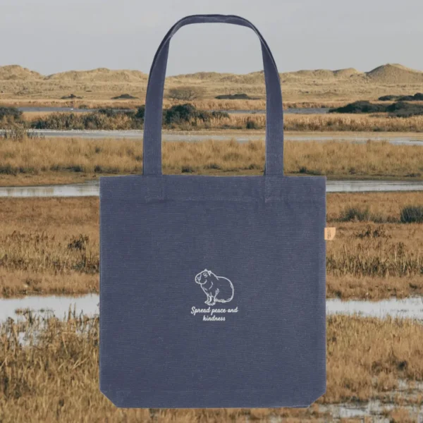 Midnight Blue Capybara “Spread Peace and Kindness” eco tote bag