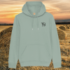 Mindful Earth Highland Cow Front Hoodie in Aloe Green – Live Like Someone Left the Gate Open Design – Sustainable Organic Cotton Unisex Hoodie Made in the UK