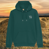Mindful Earth Highland Cow Front Hoodie in Glazed Green – Live Like Someone Left the Gate Open Design – Sustainable Organic Cotton Unisex Hoodie Made in the UK