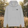 Mindful Earth Bee Front Hoodie in Heather Grey with Black Thread – Sustainable Organic Cotton Unisex Hoodie Made in the UK