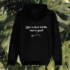 Back view of Mindful Earth Monstera Hoodie in Black with “Life’s a Climb but the View is Great” design – Eco-Friendly Organic Cotton Unisex Hoodie Made in the UK