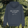 Back view of Mindful Earth Monstera Hoodie in India Ink Grey with “Life’s a Climb but the View is Great” design – Eco-Friendly Organic Cotton Unisex Hoodie Made in the UK