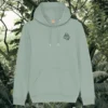 Mindful Earth Sloth Front Hoodie in Aloe Green – Just Hang in There Design – Sustainable Organic Cotton Unisex Hoodie Made in the UK