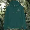 Mindful Earth Sloth Front Hoodie in Glazed Green – Just Hang in There Design – Sustainable Organic Cotton Unisex Hoodie Made in the UK