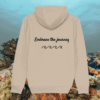 Back view of Mindful Earth Turtle Hoodie in Desert Dust with “Embrace the Journey” design – Eco-Friendly Organic Cotton Unisex Hoodie Made in the UK