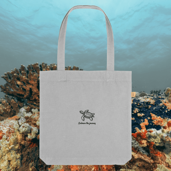 Heather Grey Turtle “Embrace The Journey” eco tote bag