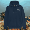 Mindful Earth Turtle Front Hoodie in French Navy – Embrace the Journey Design – Sustainable Organic Cotton Unisex Hoodie Made in the UK
