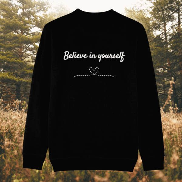 Black organic cotton sweater, plain back – MindfulEarth.