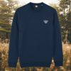 French Navy organic sweater featuring a bee design with the quote “Believe in Yourself” – MindfulEarth, front view.