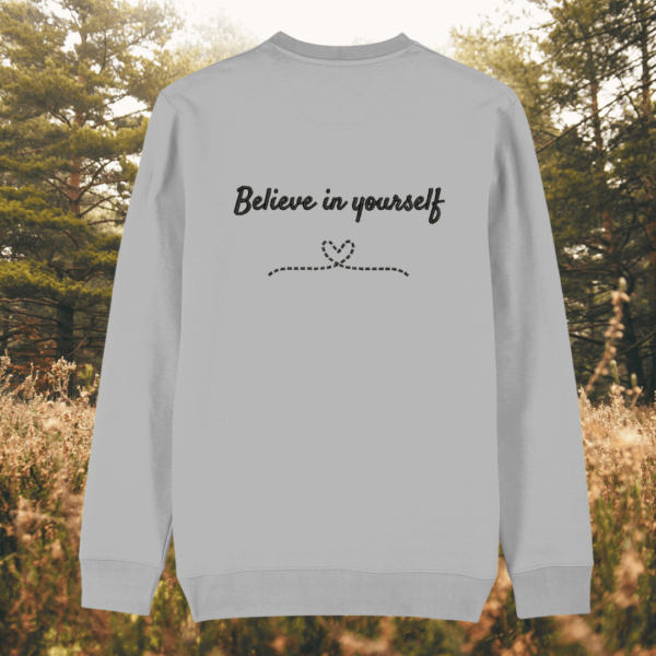 Heather Grey organic sweater, plain back – MindfulEarth.