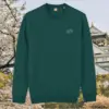 Glazed Green organic cotton sweater with blossom floral design on the front – Mindful Earth sustainable UK clothing