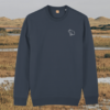 Front view of the Capybara India Ink Grey organic cotton sweater featuring the “Spread Peace and Kindness” design by Mindful Earth.