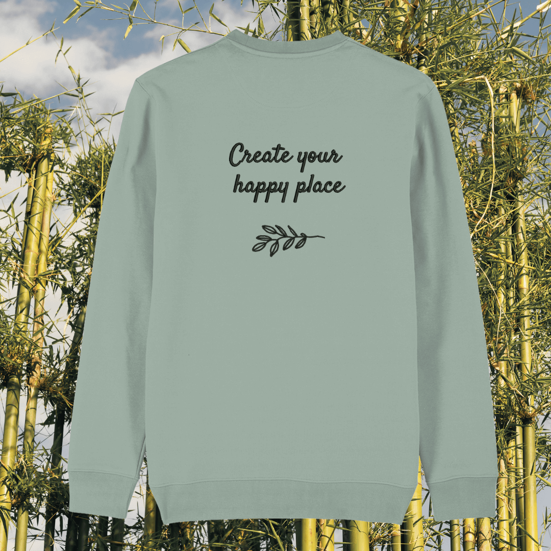 Back view of the Koala Aloe organic cotton sweater with a minimalist plain back by Mindful Earth.