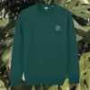 Glazed Green organic cotton sweater with monstera leaf design and inspirational “Life’s a Climb but the View Is Great” message on the front – Mindful Earth sustainable UK clothing