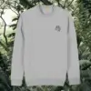 Heather Grey organic cotton sweater with sloth design and motivational “Just Hang In There” message on the front – Mindful Earth sustainable UK clothing