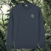 India Ink Grey organic cotton sweater with sloth design and motivational “Just Hang In There” message on the front – Mindful Earth sustainable UK clothing