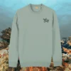 Aloe green organic cotton sweater with turtle design and motivational “Embrace the Journey” message on the front – Mindful Earth sustainable UK clothing