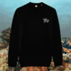 Black organic cotton sweater with turtle design and motivational “Embrace the Journey” message on the front – Mindful Earth sustainable UK clothing