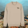 Desert Dust organic cotton sweater with turtle design and motivational “Embrace the Journey” message on the front – Mindful Earth sustainable UK clothing