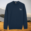 French Navy organic cotton sweater with zebra print design and motivational “Dare to Be Different” message on the front – Mindful Earth sustainable UK clothing