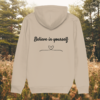 Bee Believe In Yourself organic cotton hoodie back in Desert Dust