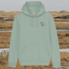 Capybara Spread Peace and Kindness organic cotton hoodie front in Aloe