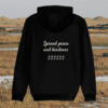 Capybara Spread Peace and Kindness organic cotton hoodie back in Black