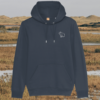 Capybara Spread Peace and Kindness organic cotton hoodie front in India Ink Grey