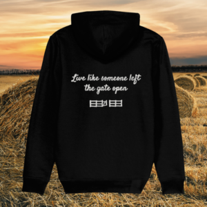 Highland Cow Live Like Someone Left The Gate Open organic cotton hoodie back in Black