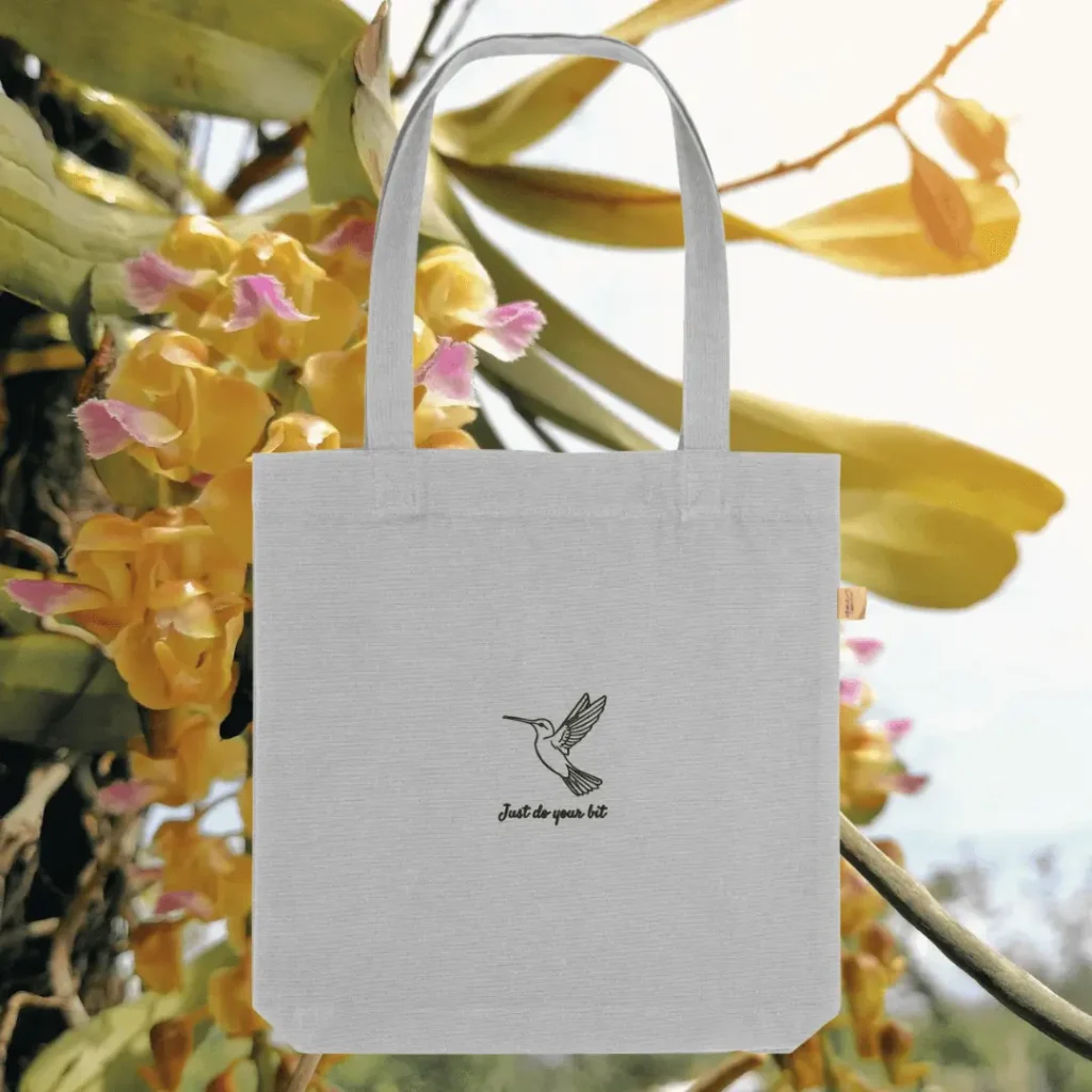 Hummingbird Just Do Your Bit eco tote bag in heather grey