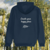 oala Create Your Happy Place organic cotton hoodie back in French Navy