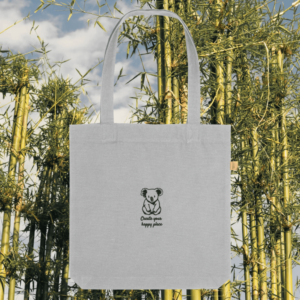 Koala Create Your Happy Place organic cotton tote bag in heather grey