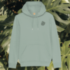 Monstera Life's A Climb But The View Is Great organic cotton hoodie front in Aloe