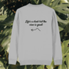 Monstera Life's A Climb But The View Is Great organic cotton sweater back in Heather Grey