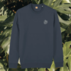 Monstera Life's A Climb But The View Is Great organic cotton sweater front in India Ink Grey