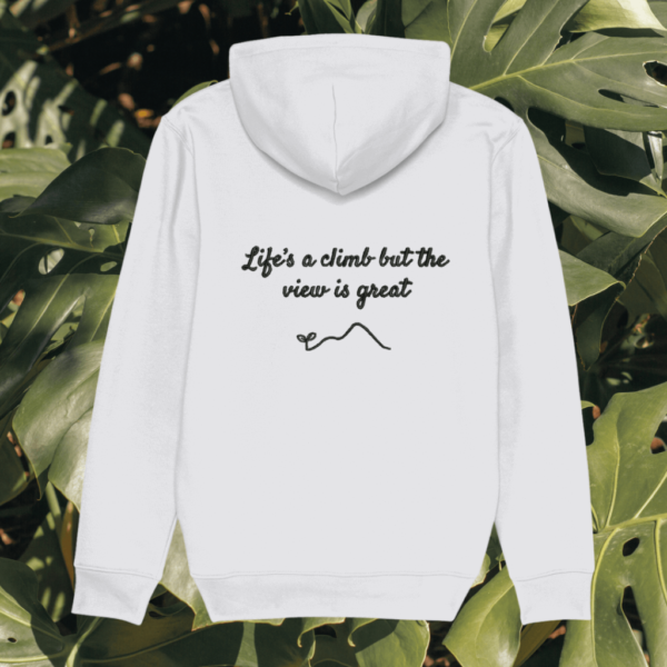 Monstera Life's A Climb But The View Is Great organic cotton hoodie back in White