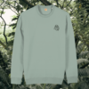 Sloth Just Hang In There organic cotton sweater front in Aloe