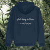 Sloth Just Hang In There organic cotton hoodie back in French Navy