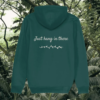 loth Just Hang In There organic cotton hoodie back in Glazed Green