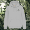 Sloth Just Hang In There organic cotton hoodie front in Heather Grey