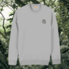 Sloth Just Hang In There organic cotton sweater front in Heather Grey