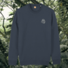 Sloth Just Hang In There organic cotton sweater front in India Ink Grey