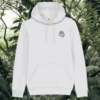 Sloth Just Hang In There organic cotton hoodie front in White
