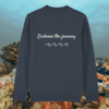 Turtle Embrace The Journey organic cotton sweater back in India Ink Grey