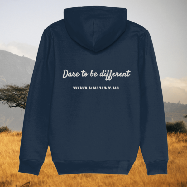 Zebra Dare To Be Different organic cotton hoodie back in French Navy
