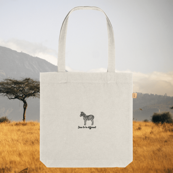 Zebra Dare To Be Different recycled cotton tote bag in natural